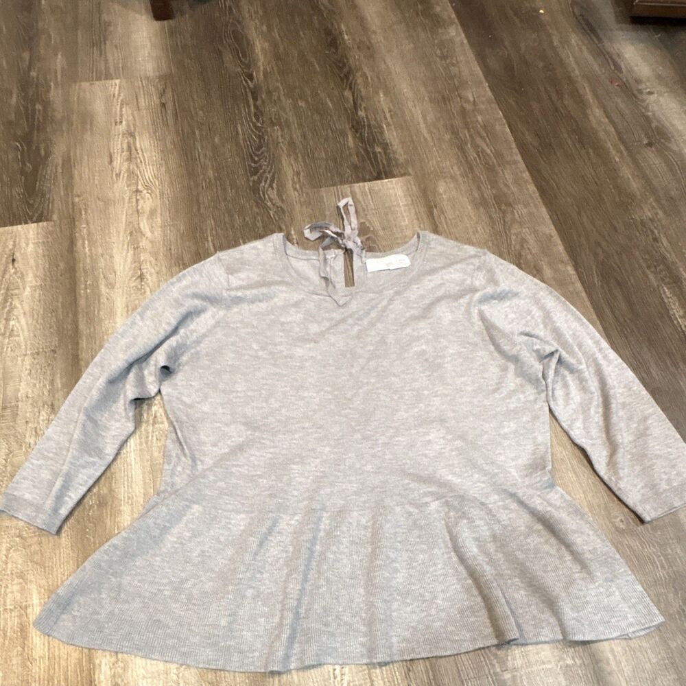 Time and Tru Women’s Knit Crew Peplum Tie Back Lightweight Pullover Sweater XL